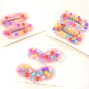 Valentine LOVE Alligator clip barrette set of 3 pair